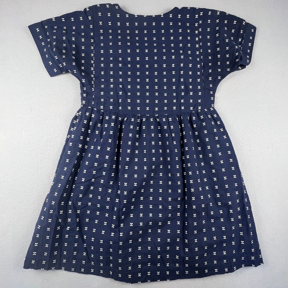 Madewell Mini Dress Womens Small Navy Blue Embroidered Bow Dobby V-Neck Boho - Picture 2 of 14